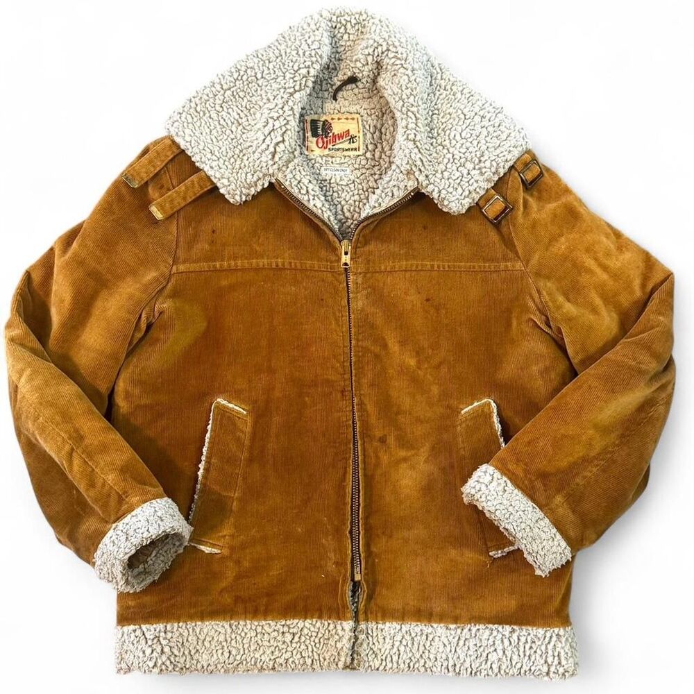 Vintage Ojibwa Sportswear Corduroy Sherpa Coat |‎ Men’s Large Western 70s